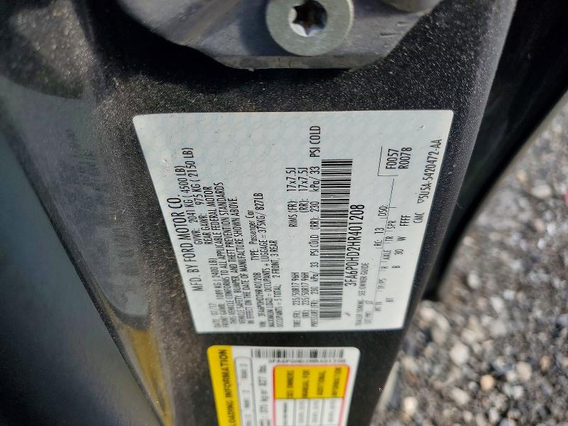 Aukcja sprzedaży 2017 Ford Fusion, vin: 3FA6P0HD2HR401208, numer aukcji: 59980276