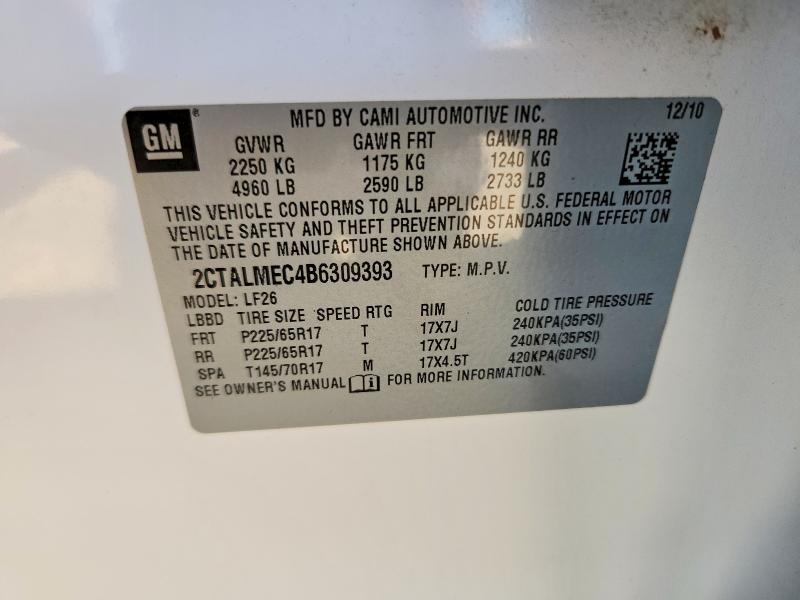 Aukcja sprzedaży 2011 Gmc Terrain, vin: 2CTALMEC4B6309393, numer aukcji: 62132486