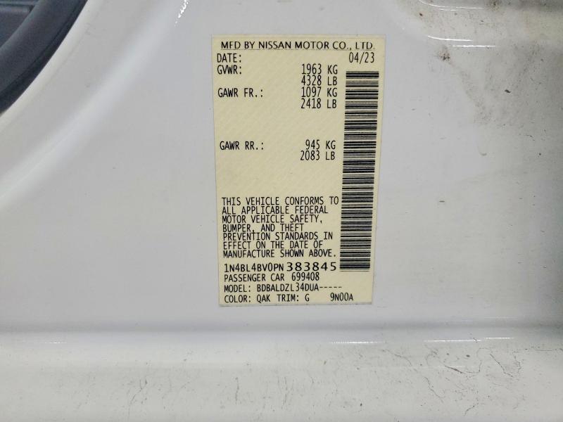 Продажа на аукционе авто 2023 Nissan Altima, vin: 1N4BL4BV0PN383845, номер лота: 58598846