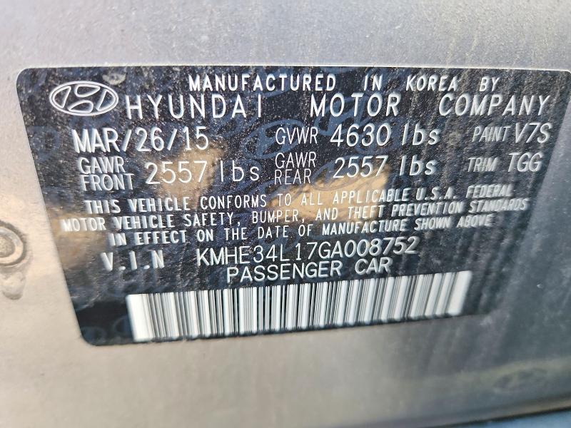 63213976 :رقم المزاد ، KMHE34L17GA008752 vin ، 2016 Hyundai Sonata Hybrid مزاد بيع