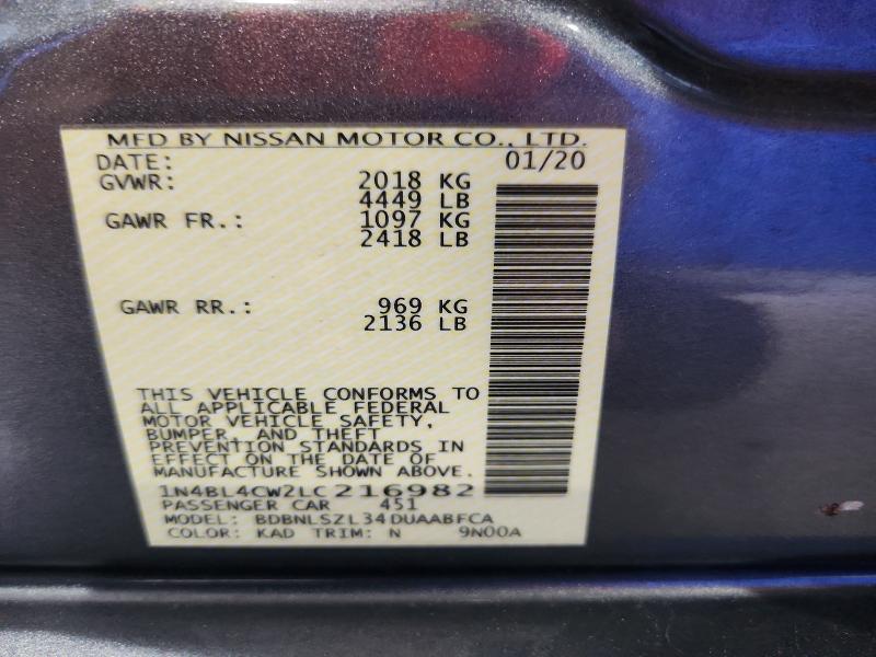 Продажа на аукционе авто 2020 Nissan Altima, vin: 1N4BL4CW2LC216982, номер лота: 60247276