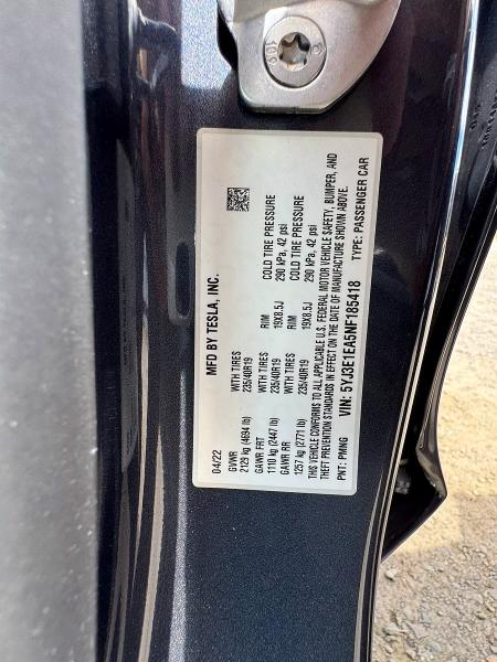 Aukcja sprzedaży 2022 Tesla Model 3, vin: 5YJ3E1EA5NF185418, numer aukcji: 60523976