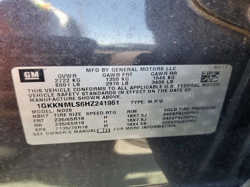 Продаж на аукціоні авто 2017 Gmc Acadia, vin: 1GKKNMLS6HZ241961, номер лоту: 61393056