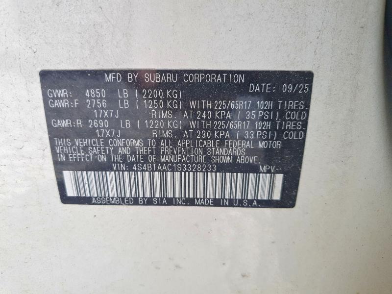 Aukcja sprzedaży 2025 Subaru Outback, vin: 4S4BTAAC1S3328233, numer aukcji: 60080226