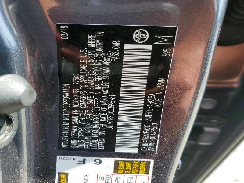 Aukcja sprzedaży 2018 Toyota Prius, vin: JTDKBRFUXJ3595781, numer aukcji: 61445436
