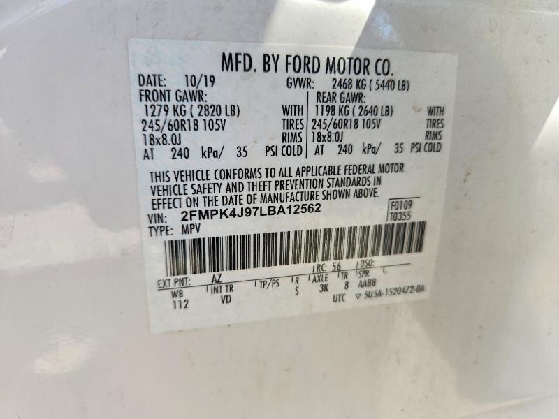 Продаж на аукціоні авто 2020 Ford Edge, vin: 2FMPK4J97LBA12562, номер лоту: 60560226