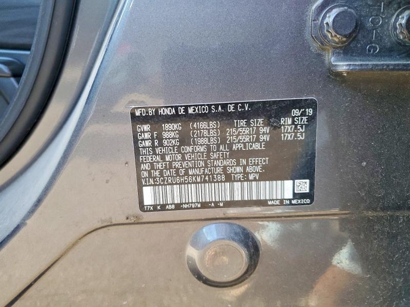 Продаж на аукціоні авто 2019 Honda Hr-v, vin: 3CZRU6H56KM741388, номер лоту: 62845326