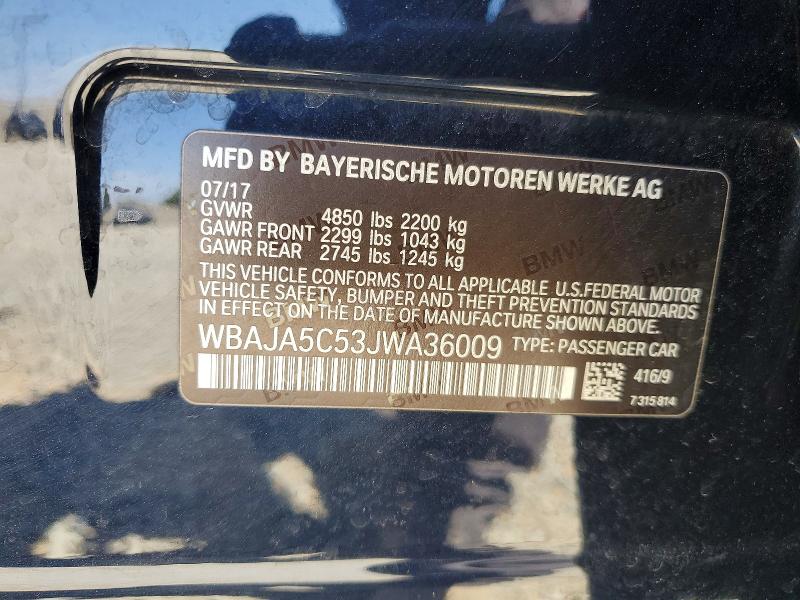 Продажа на аукционе авто 2018 Bmw 530, vin: WBAJA5C53JWA36009, номер лота: 61978496