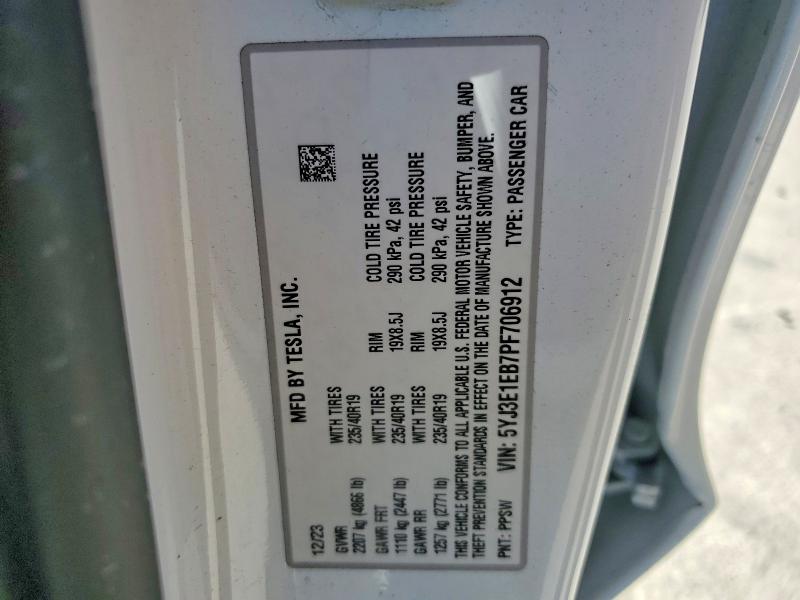 Продажа на аукционе авто 2023 Tesla Model 3, vin: 5YJ3E1EB7PF706912, номер лота: 60053796