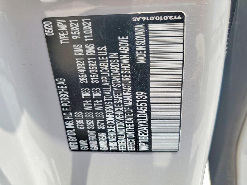 Продаж на аукціоні авто 2020 Porsche Cayenne, vin: WP1BE2AYXLDA55139, номер лоту: 60991226