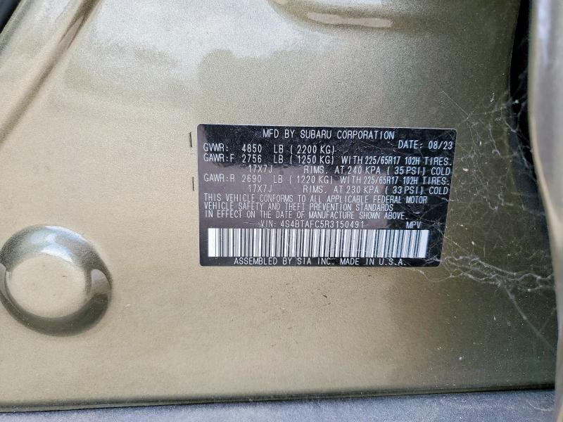 85979115 :رقم المزاد ، 4S4BTAFC5R3150491 vin ، 2024 Subaru Outback مزاد بيع