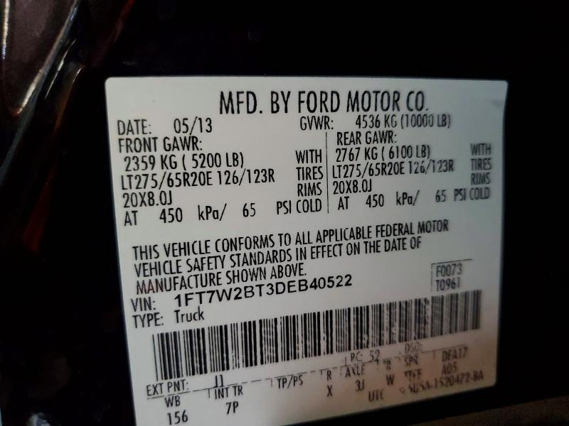 Aukcja sprzedaży 2013 Ford F250, vin: 1FT7W2BT3DEB40522, numer aukcji: 60024286
