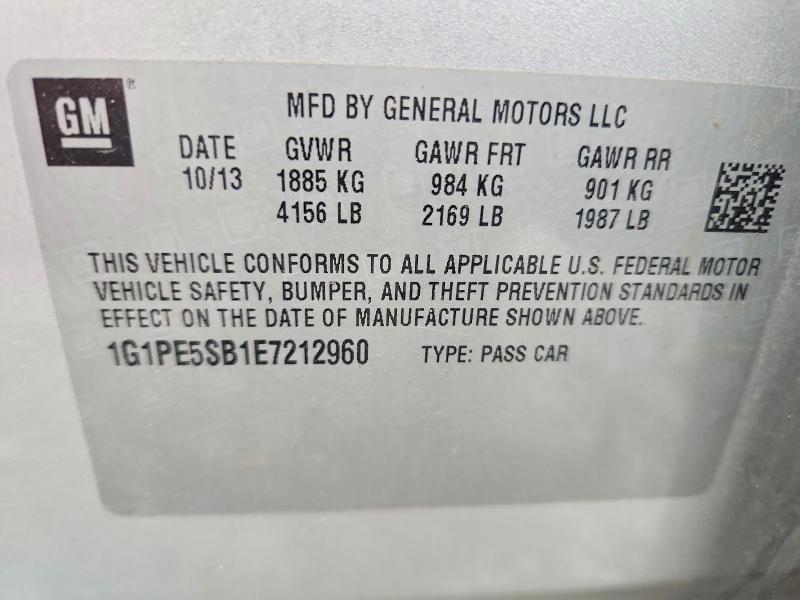 Aukcja sprzedaży 2014 Chevrolet Cruze, vin: 1G1PE5SB1E7212960, numer aukcji: 61503036