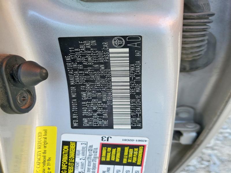 62457106 :رقم المزاد ، 2T1BU4EE3CC763620 vin ، 2012 Toyota Corolla مزاد بيع