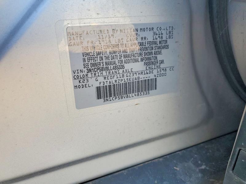 62061266 :رقم المزاد ، 3N1CP5BV8LL485335 vin ، 2020 Nissan Kicks مزاد بيع