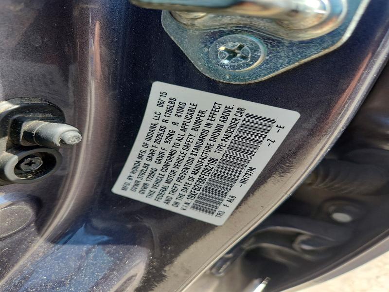 Продажа на аукционе авто 2015 Honda Civic, vin: 19XFB2F88FE082198, номер лота: 58409436
