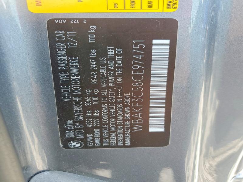 Aukcja sprzedaży 2012 Bmw 328, vin: WBAKF3C58CE974751, numer aukcji: 62636936