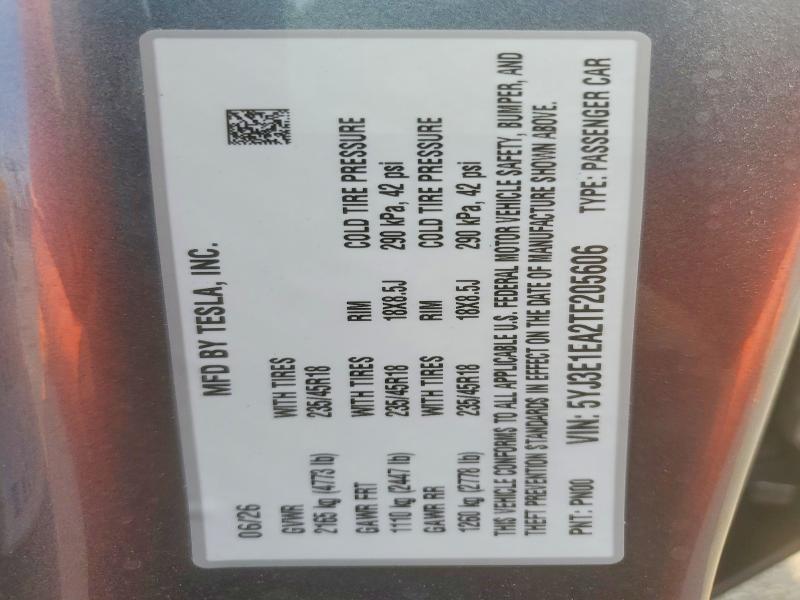 Продаж на аукціоні авто 2026 Tesla Model 3, vin: 5YJ3E1EA2TF205606, номер лоту: 62034746