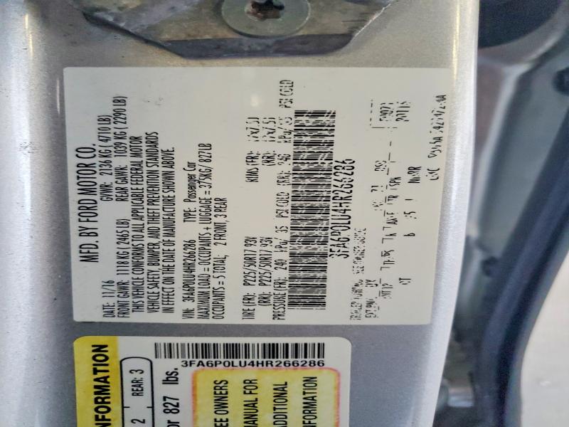 62443526 :رقم المزاد ، 3FA6P0LU4HR266286 vin ، 2017 Ford Fusion مزاد بيع
