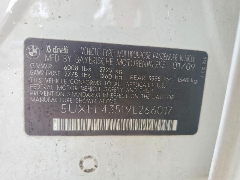 Продаж на аукціоні авто 2009 Bmw X5, vin: 5UXFE43519L266017, номер лоту: 62930226