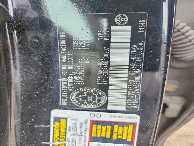 60386446 :رقم المزاد ، 4T1BK3EK4BU130207 vin ، 2011 Toyota Camry مزاد بيع
