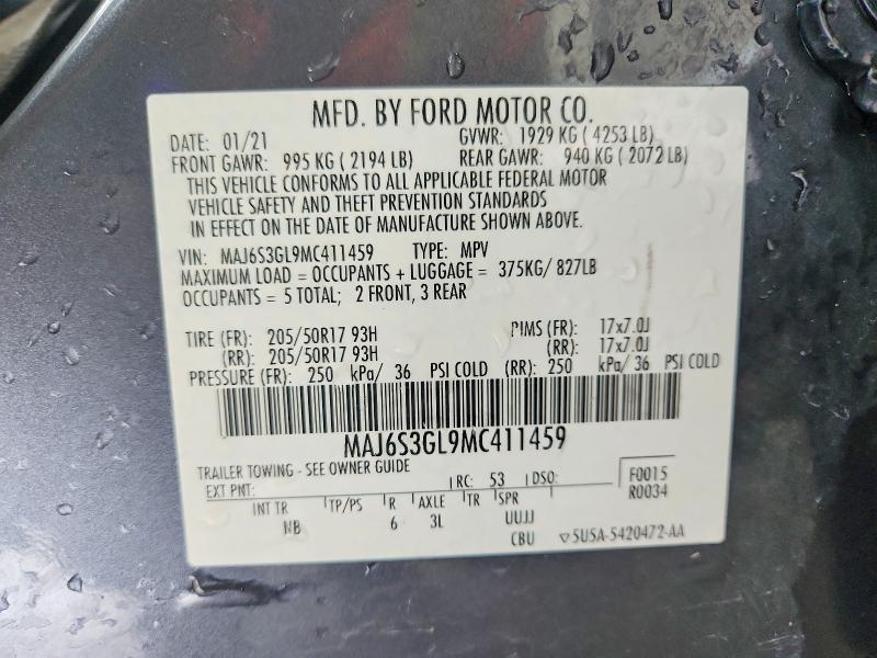 Продаж на аукціоні авто 2021 Ford Ecosport, vin: MAJ6S3GL9MC411459, номер лоту: 61309106