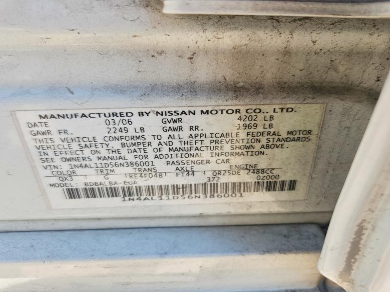 Aukcja sprzedaży 2006 Nissan Altima, vin: 1N4AL11D56N386001, numer aukcji: 62697066