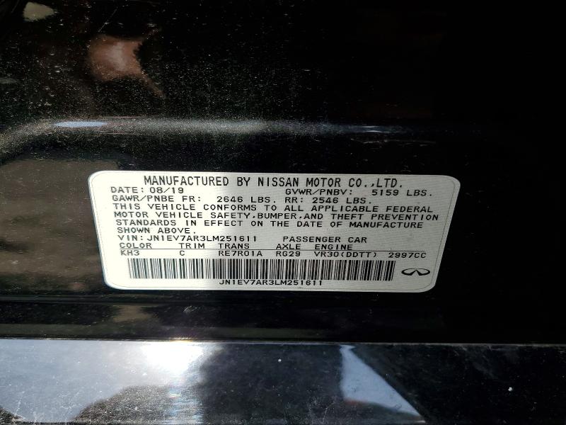 Продаж на аукціоні авто 2020 Infiniti Q50, vin: JN1EV7AR3LM251611, номер лоту: 60427946