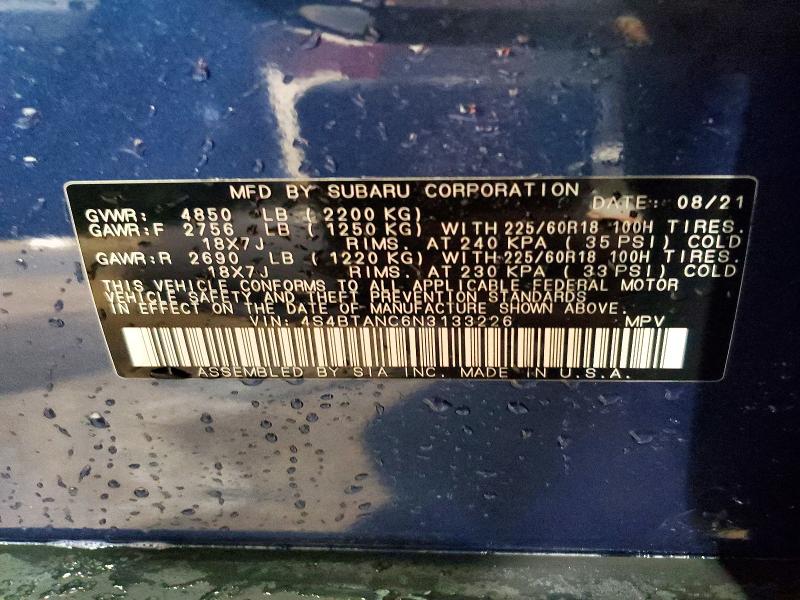 Aukcja sprzedaży 2022 Subaru Outback, vin: 4S4BTANC6N3133226, numer aukcji: 60742626