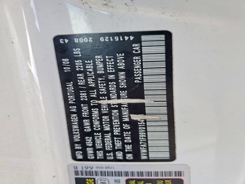 62715666 :رقم المزاد ، WVWFA71F99V015423 vin ، 2009 Volkswagen Eos مزاد بيع