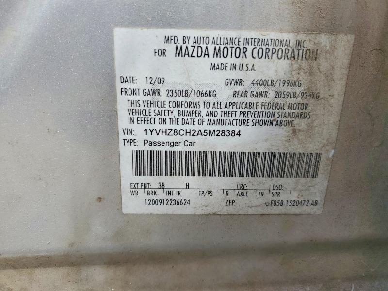 Продаж на аукціоні авто 2010 Mazda 6, vin: 1YVHZ8CH2A5M28384, номер лоту: 61249046