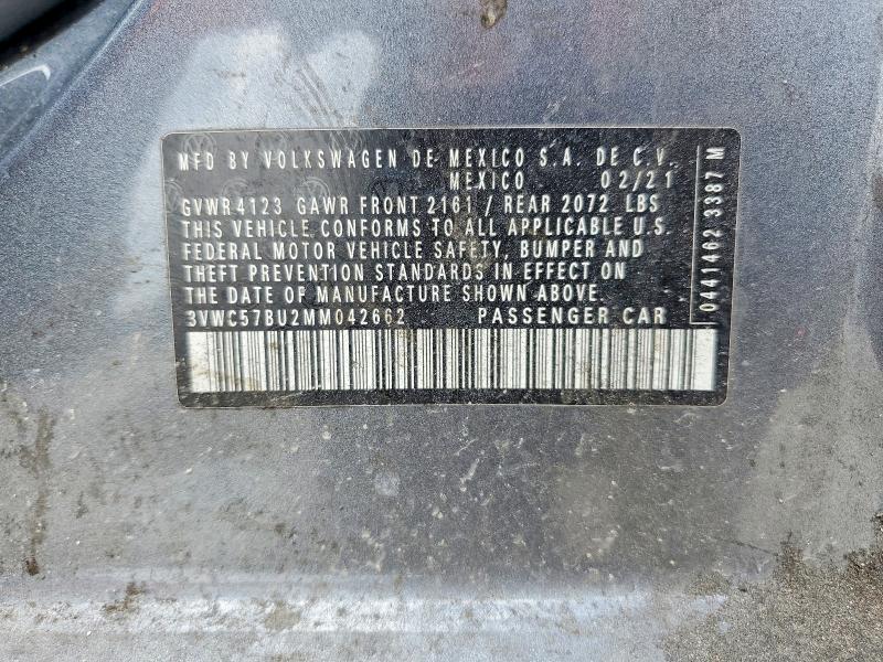 Продажа на аукционе авто 2021 Volkswagen Jetta, vin: 3VWC57BU2MM042662, номер лота: 60028276