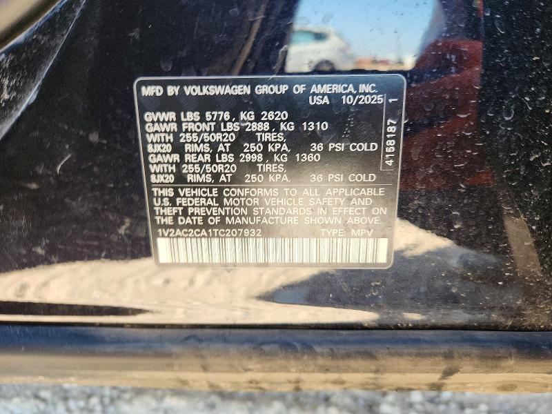 62255986 :رقم المزاد ، 1V2AC2CA1TC207932 vin ، 2026 Volkswagen Atlas Cross Sport مزاد بيع