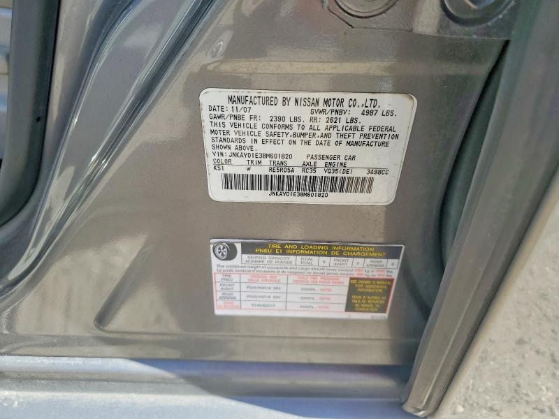 59388166 :رقم المزاد ، JNKAY01E38M601820 vin ، 2008 Infiniti M35 مزاد بيع