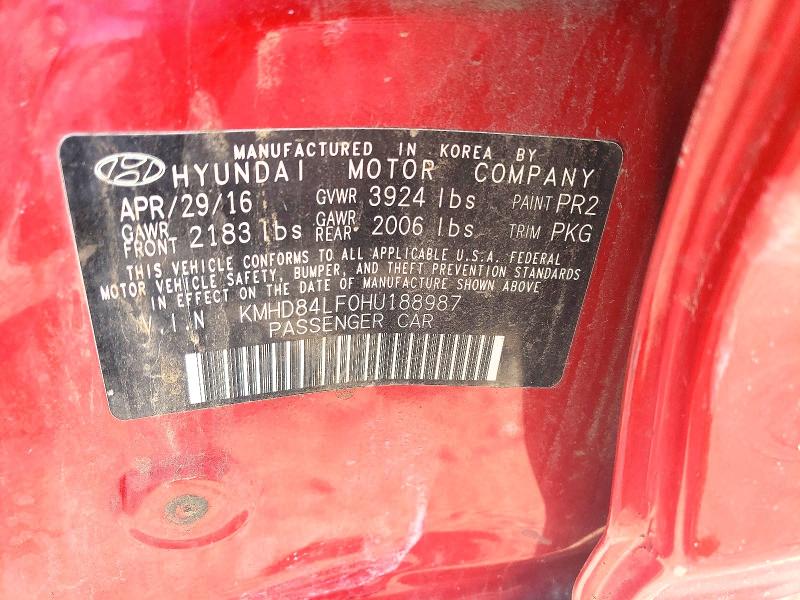 2017 Hyundai Elantra მანქანა იყიდება აუქციონზე, vin: KMHD84LF0HU188987, აუქციონის ნომერი: 58960166
