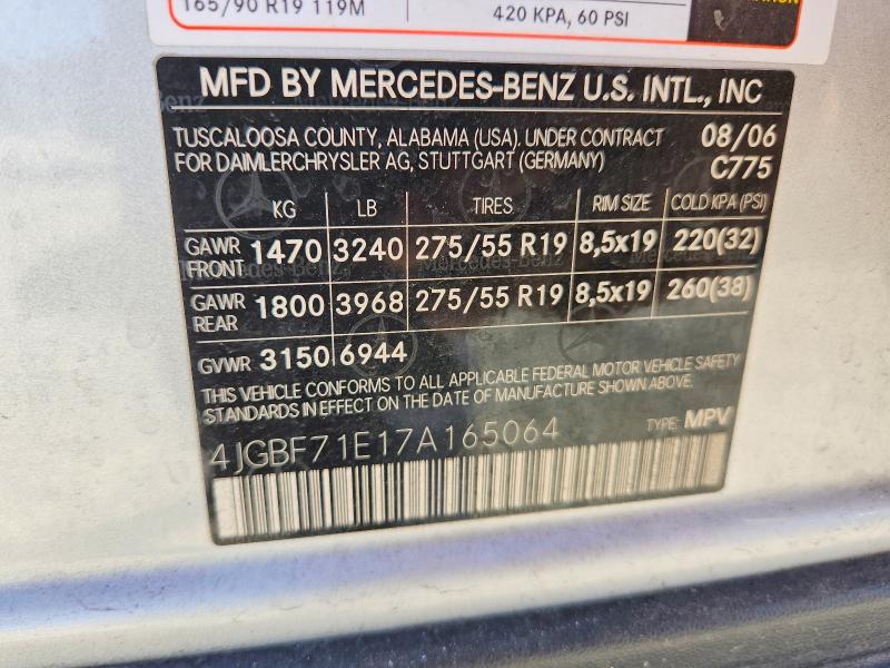 Aukcja sprzedaży 2007 Mercedes-benz Gl, vin: 4JGBF71E17A165064, numer aukcji: 62246146