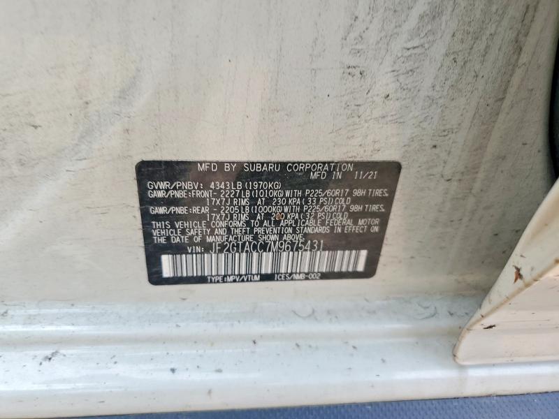 2021 Subaru Crosstrek მანქანა იყიდება აუქციონზე, vin: JF2GTACC7M9675431, აუქციონის ნომერი: 61152036