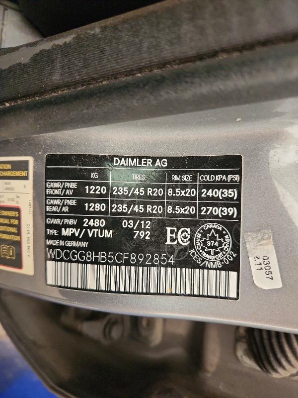 2012 Mercedes-benz Glk მანქანა იყიდება აუქციონზე, vin: WDCGG8HB5CF892854, აუქციონის ნომერი: 85630235