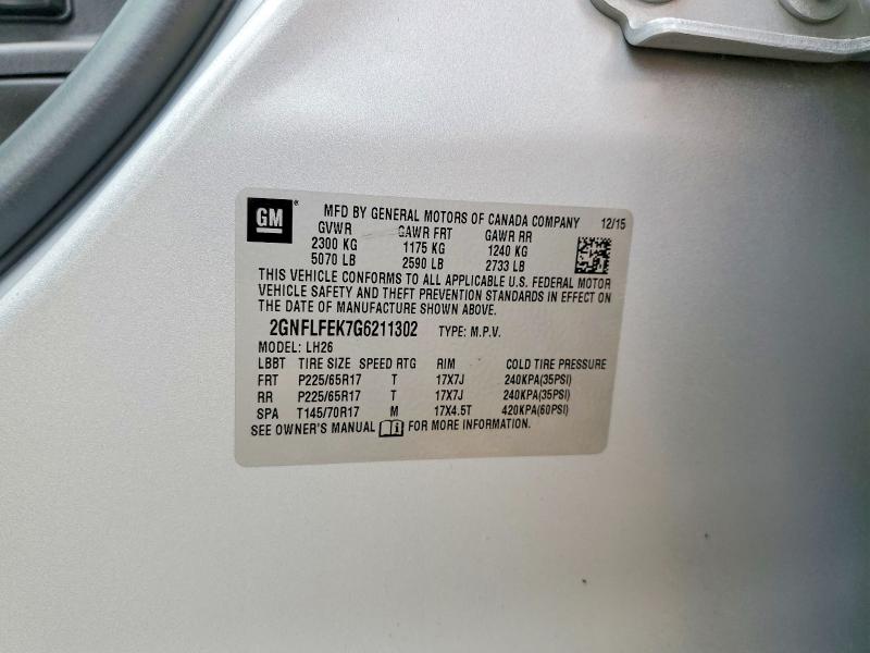 Aukcja sprzedaży 2016 Chevrolet Equinox, vin: 2GNFLFEK7G6211302, numer aukcji: 59113766
