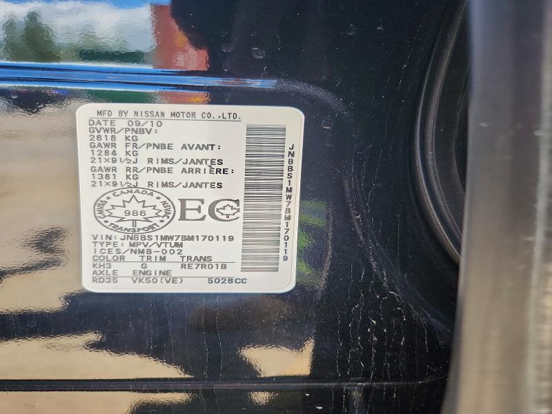 59363436 :رقم المزاد ، JN8BS1MW7BM170119 vin ، 2011 Infiniti Fx50 مزاد بيع