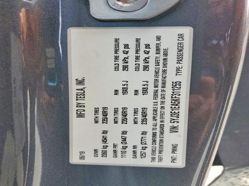 Продажа на аукционе авто 2019 Tesla Model 3, vin: 5YJ3E1EA5KF311255, номер лота: 62529596