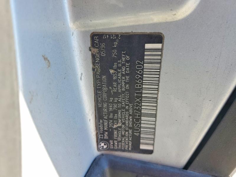 1996 Bmw Z3 მანქანა იყიდება აუქციონზე, vin: 4USCH732XTLB69602, აუქციონის ნომერი: 62204476