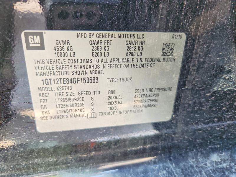 Aukcja sprzedaży 2016 Gmc Sierra, vin: 1GT12TE84GF150683, numer aukcji: 59828616