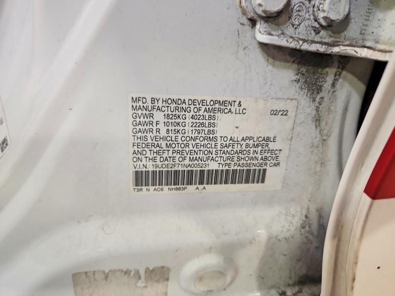2022 Acura Ilx მანქანა იყიდება აუქციონზე, vin: 19UDE2F71NA005231, აუქციონის ნომერი: 60055476