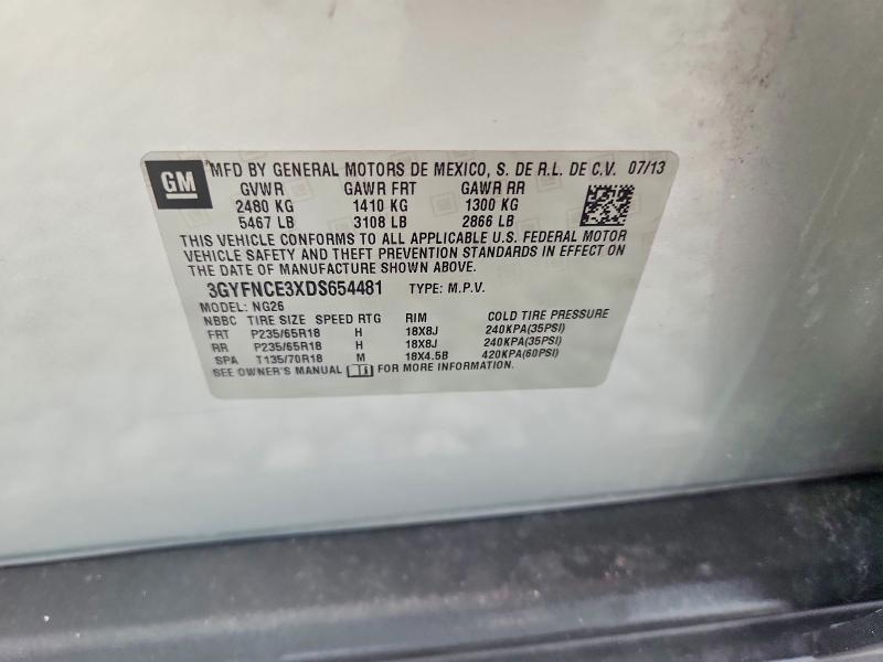 2013 Cadillac Srx მანქანა იყიდება აუქციონზე, vin: 3GYFNCE3XDS654481, აუქციონის ნომერი: 61121066