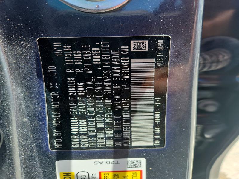 62100446 :رقم المزاد ، JHMFE1F71NX009373 vin ، 2022 Honda Civic مزاد بيع