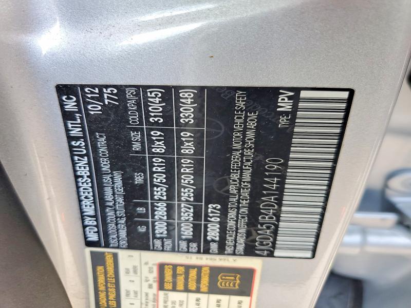 2013 Mercedes-benz Ml მანქანა იყიდება აუქციონზე, vin: 4JGDA5JB4DA144190, აუქციონის ნომერი: 59363026