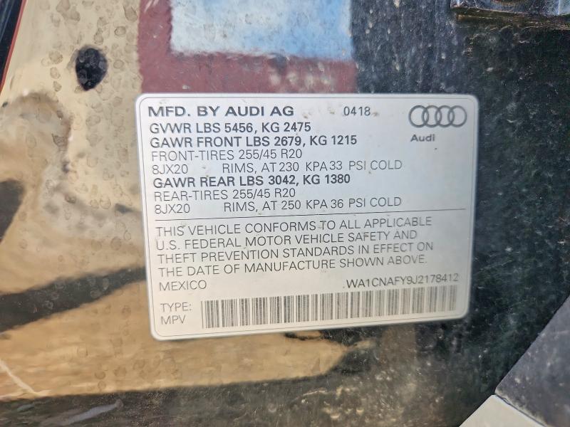 Продажа на аукционе авто 2018 Audi Q5, vin: WA1CNAFY9J2178412, номер лота: 61376576