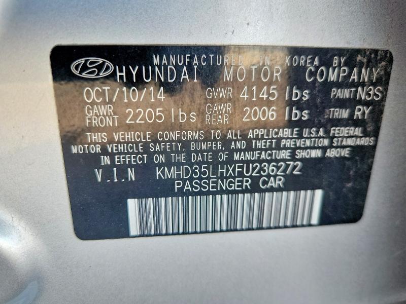 62721866 :رقم المزاد ، KMHD35LHXFU236272 vin ، 2015 Hyundai Elantra Gt مزاد بيع