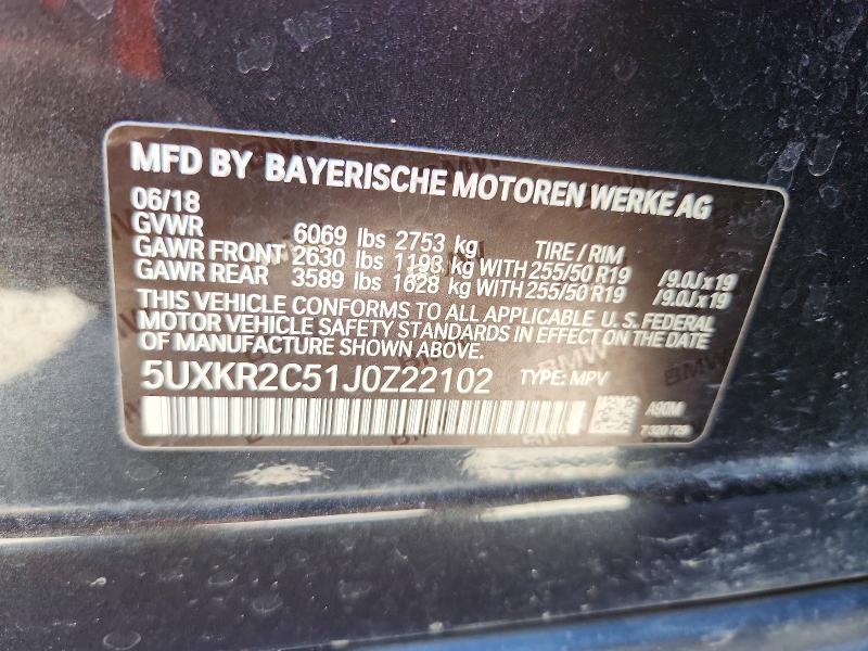Auction sale of the 2018 Bmw X5, vin: 5UXKR2C51J0Z22102, lot number: 60126076